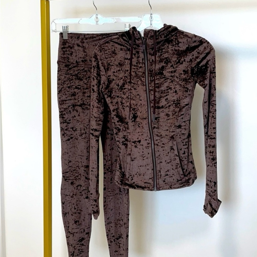 Lululemon SET French Press Crushed Velvet Define Jacket & Wunder Lounge pants